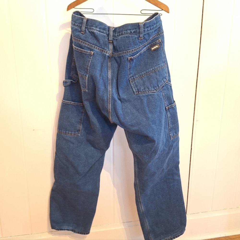 Berne Blue Wide Leg Flannel Lined Jeans Sz 36/32 Very Good Condition Workwear - Picture 2 of 6